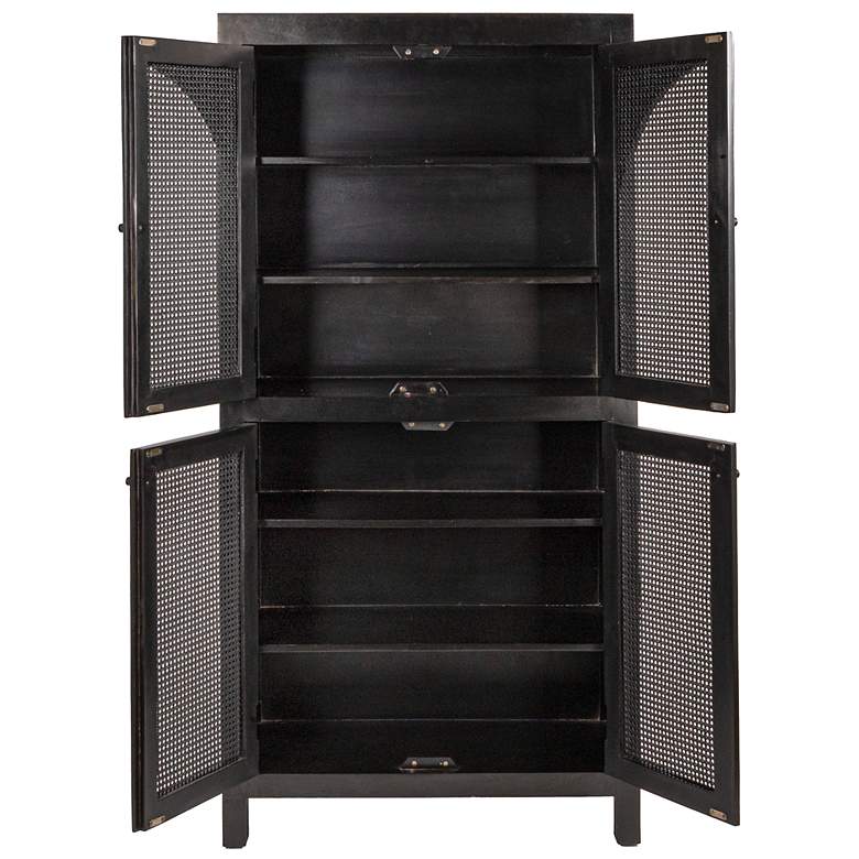 Image 7 Timan 36" Wide Black Mango Wood and Cane Curio Cabinet more views