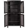 7_Timan 36" Wide Black Mango Wood and Cane Curio Cabinet more views