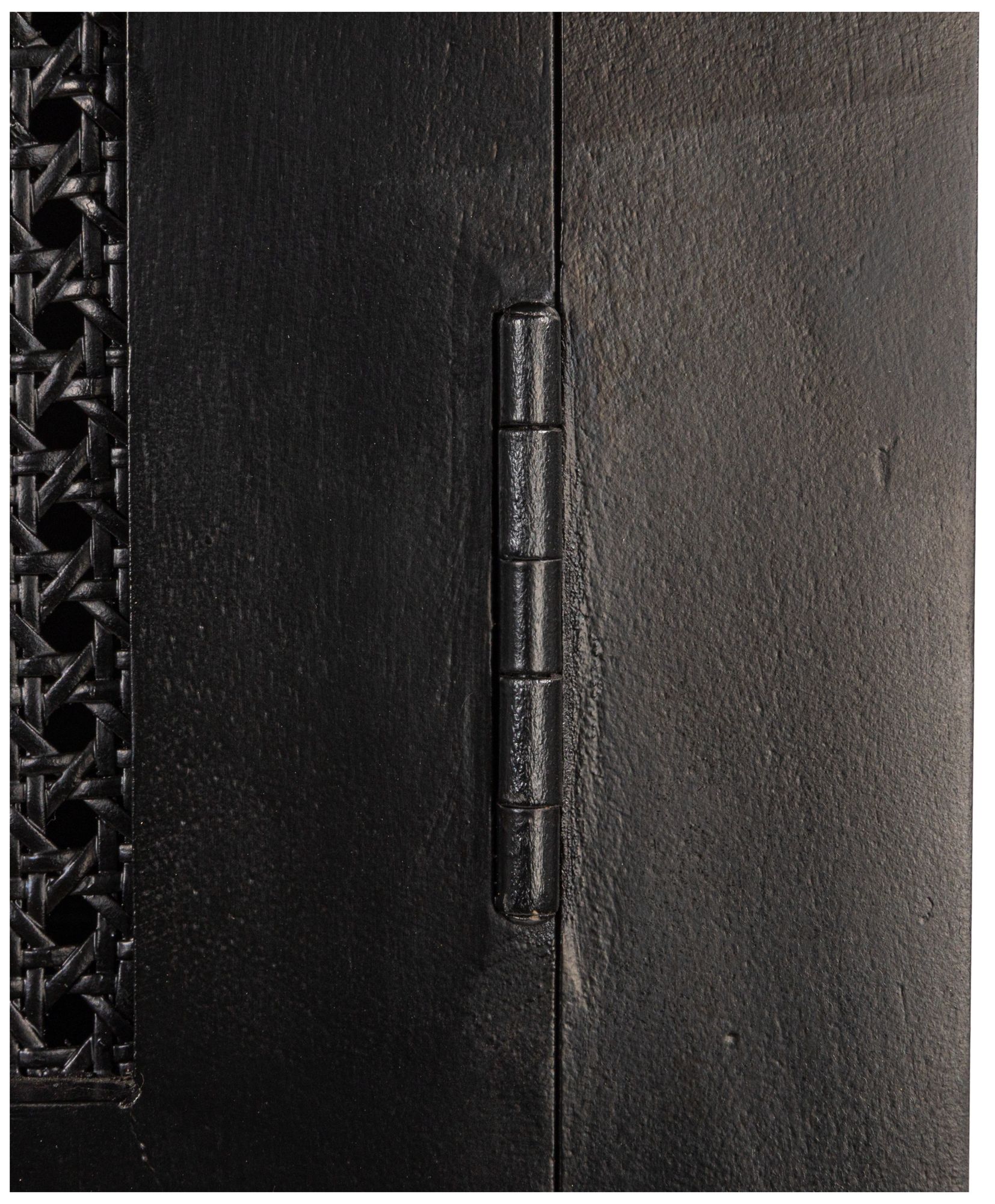 Timan 36" Wide Black Mango Wood and Cane Curio Cabinet