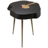Timber 12&quot; Wide Black and Brass Wooden Side Table