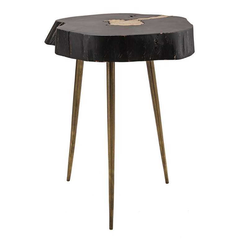 Image 2 Timber 12 inch Wide Black and Brass Wooden Side Table more views