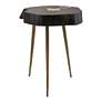 Timber 12" Wide Black and Brass Wooden Side Table
