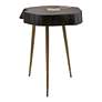 Thumbnail2 of Timber 12" Wide Black and Brass Wooden Side Table more views