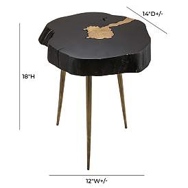Image5 of Timber 12" Wide Black and Brass Wooden Side Table more views