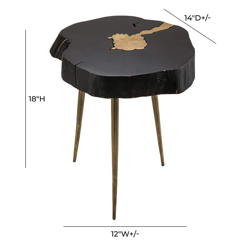 Image 5 Timber 12 inch Wide Black and Brass Wooden Side Table more views