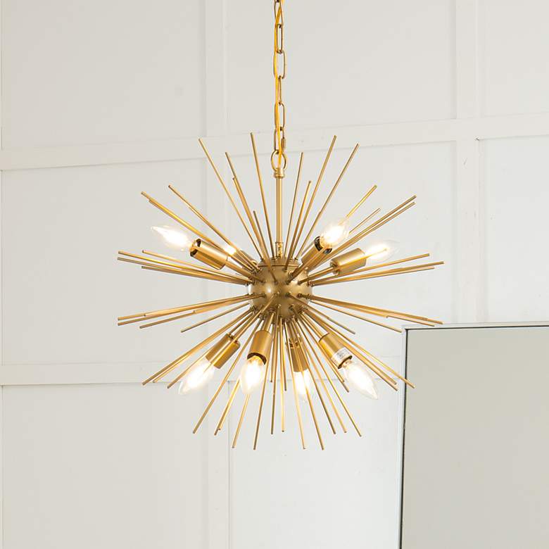Image 1 Timber 20" Wide Brass 8-Light Sputnik Pendant