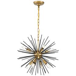 Timber 20" Wide Brass and Black 8-Light Sputnik Pendant