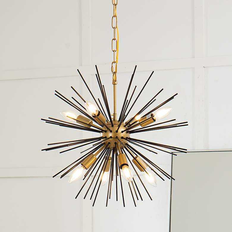 Image 2 Timber 20" Wide Brass and Black 8-Light Sputnik Pendant