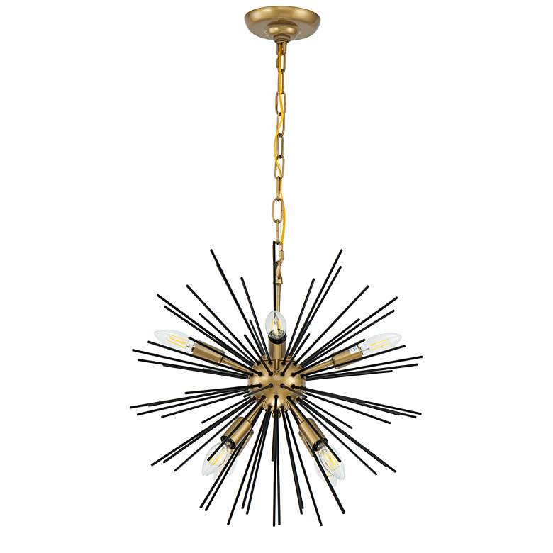 Image 7 Timber 20" Wide Brass and Black 8-Light Sputnik Pendant more views