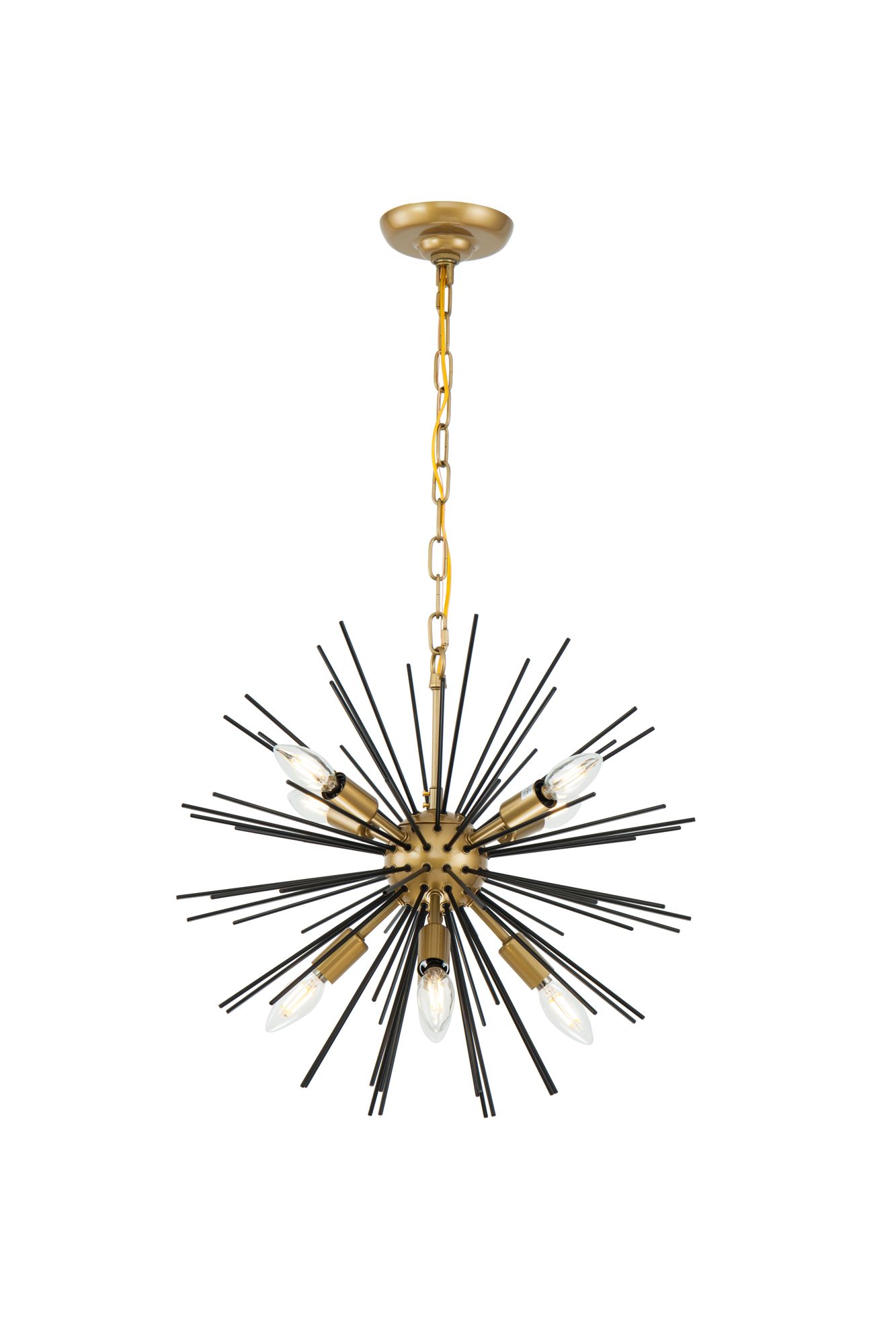Timber 20" Wide Brass and Black 8-Light Sputnik Pendant in scene