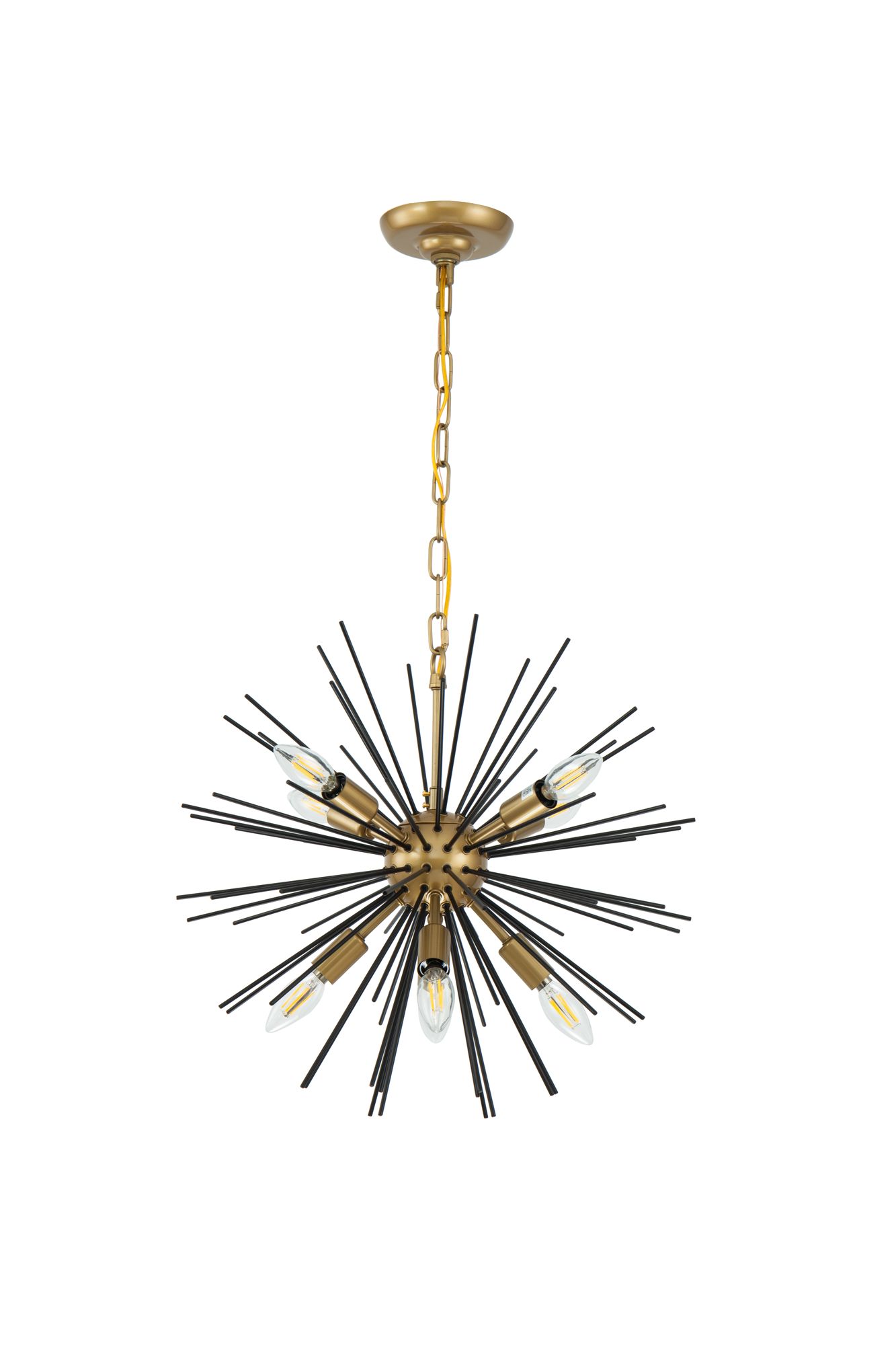 Timber 20" Wide Brass and Black 8-Light Sputnik Pendant in scene