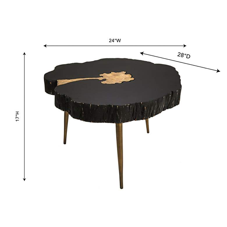Timber 28&quot; Wide Black and Brass Wooden Cocktail Table more views