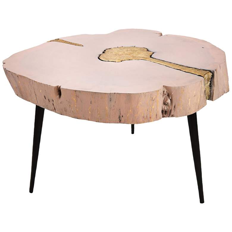Image 1 Timber 28 inch Wide Pink and Brass Wooden Cocktail Table