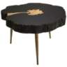 Timber 28" Wide Black and Brass Wooden Cocktail Table