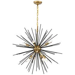 Timber 30" Wide Brass and Black Sputnik 8-Light Pendant