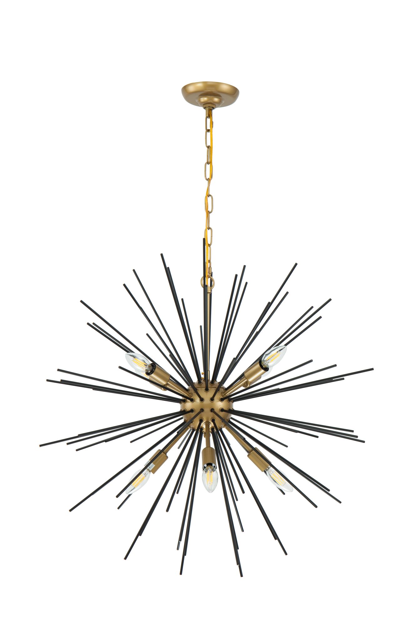 Timber 30" Wide Brass and Black Sputnik 8-Light Pendant