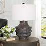 1_Timber Black Stain Faux Wood Grain Accent Table Lamp