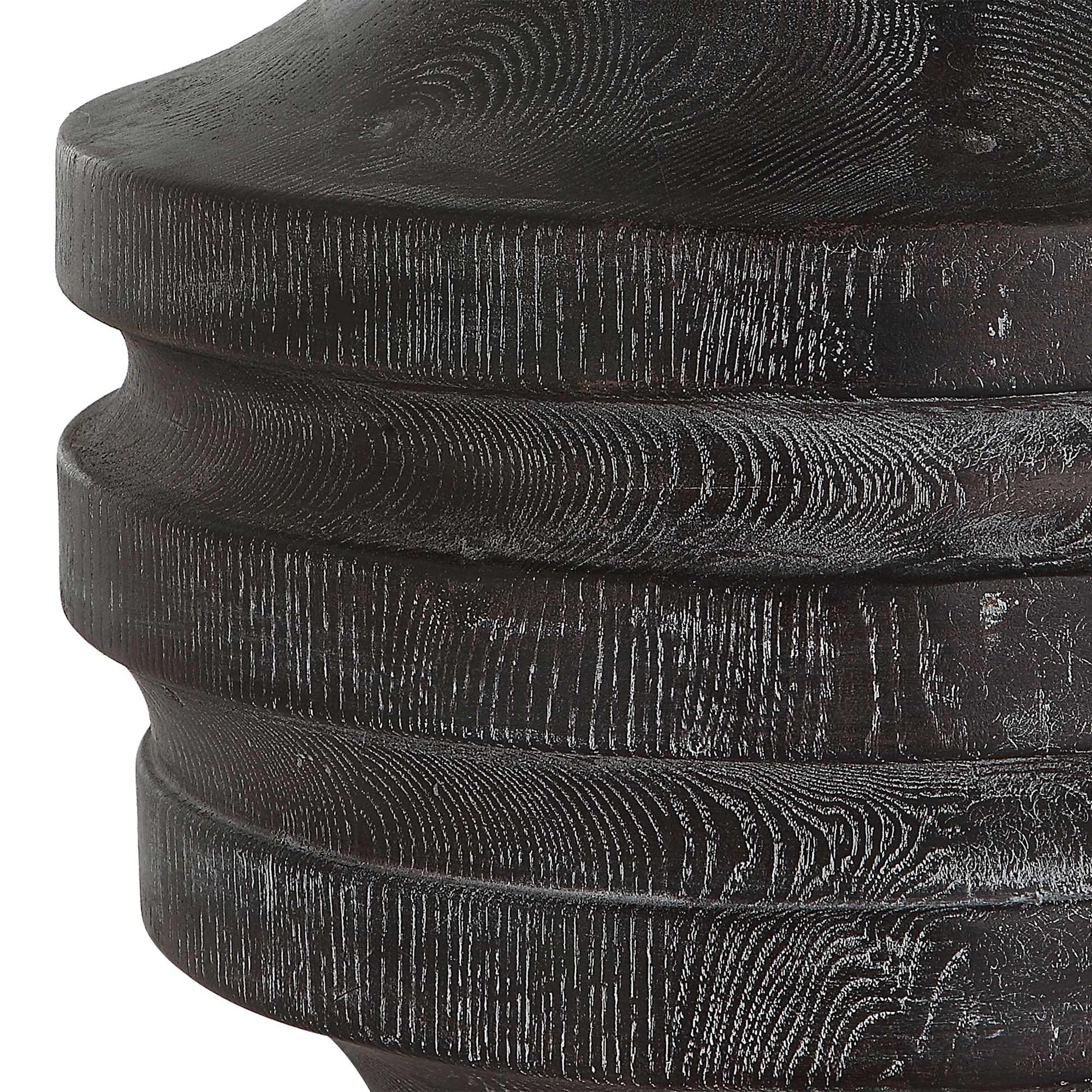Image 4 Timber Black Stain Faux Wood Grain Accent Table Lamp more views