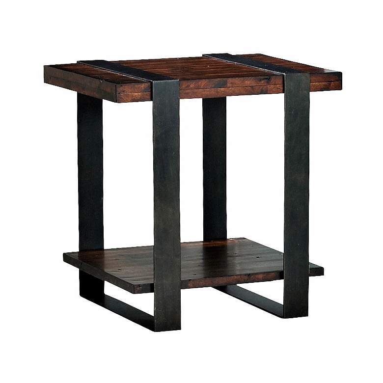 Image 1 Timber Forge 26" Wide Reclaimed Wood Industrial End Table