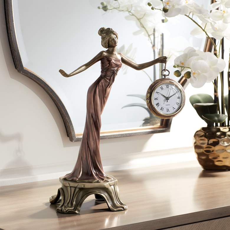 Image 1 Time Figurine with Clock 17 1/2" Statue