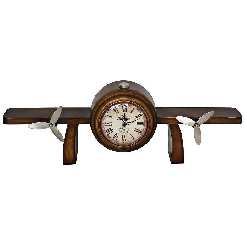Image 1 Time Flies Bronze 30 1/4 inch Wide Metal Table Top Clock