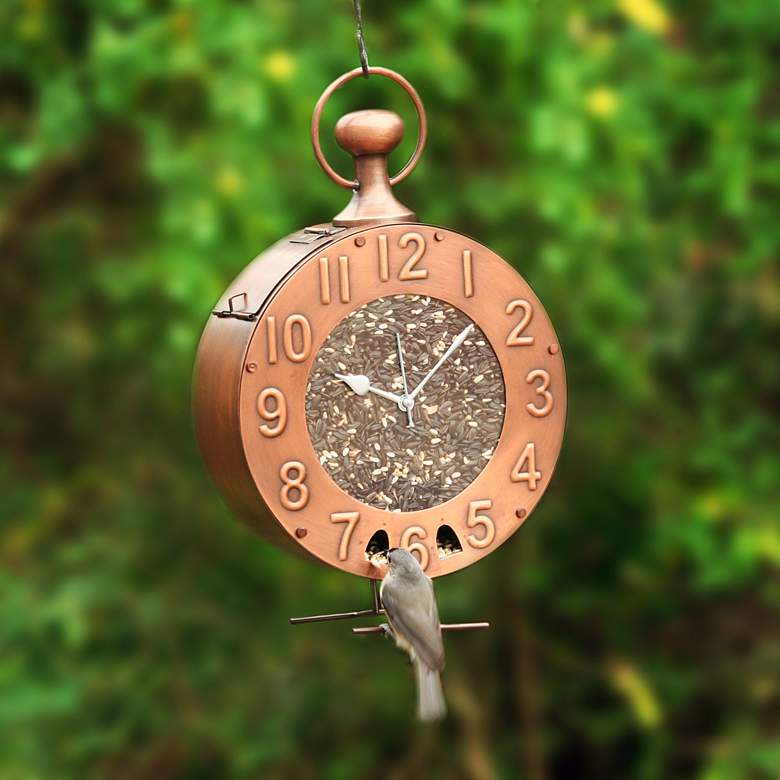 Time Flies Copper Metal Bird Feeder more views
