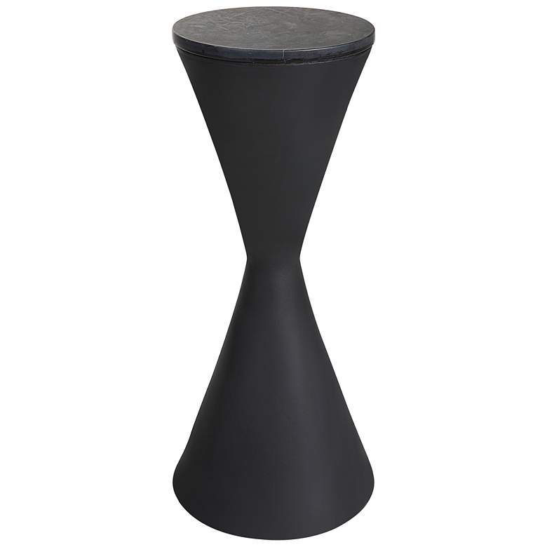 Image 1 Time's Up 9"W Textured Matte Black Hourglass Drink Table