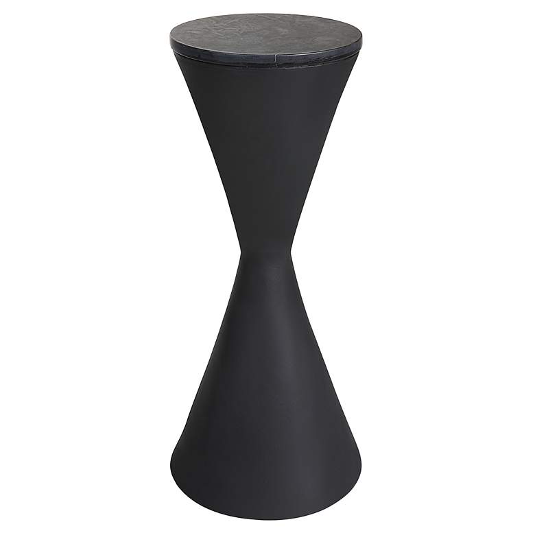 Image 3 Time's Up 9"W Textured Matte Black Hourglass Drink Table