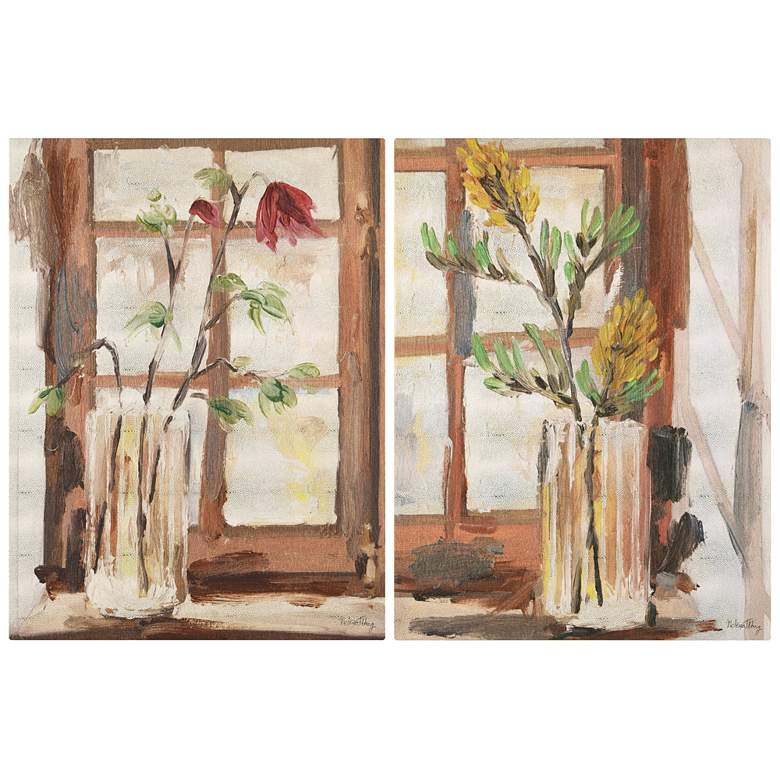 Image 1 Timeless Serenity I&II" Vase on Shagreen Wrapped Canvas Wall Art Set