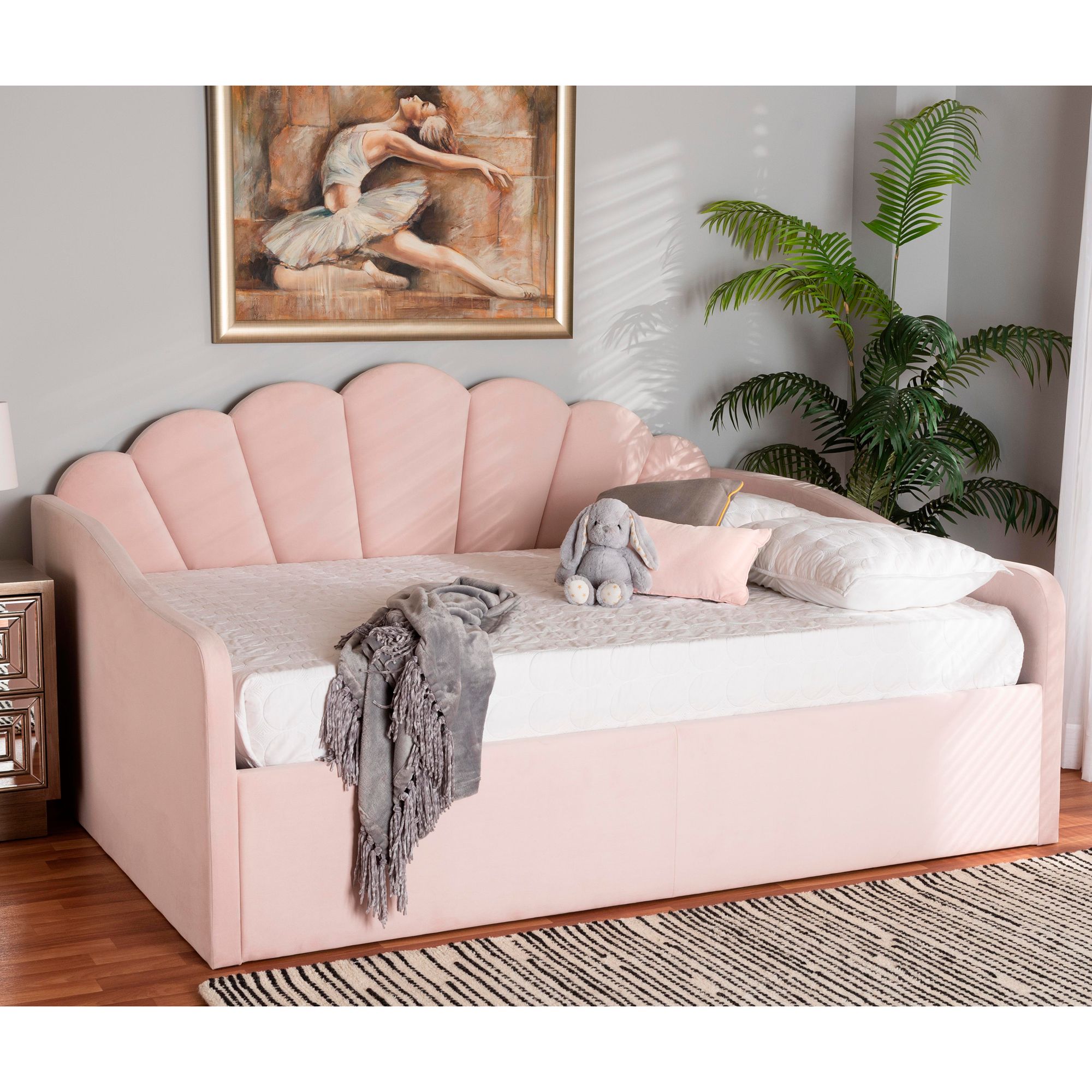 Timila Light Pink Velvet Fabric Daybed 462X4 Lamps Plus