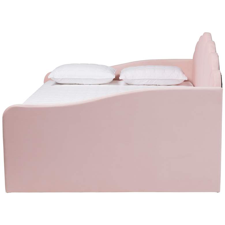 Image 6 Timila Light Pink Velvet Fabric Full Size Daybed more views