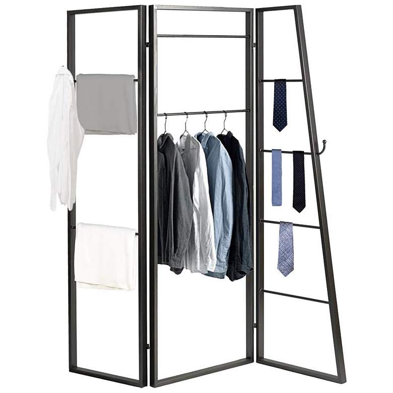 Image 3 Timony 65" Wide Metal Coatrack Screen/Room Divider more views