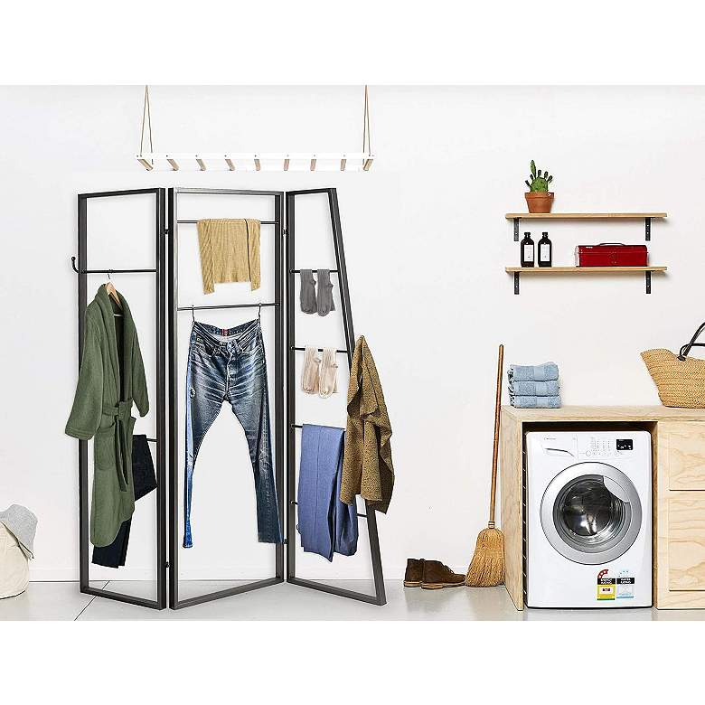 Image 4 Timony 65" Wide Metal Coatrack Screen/Room Divider more views