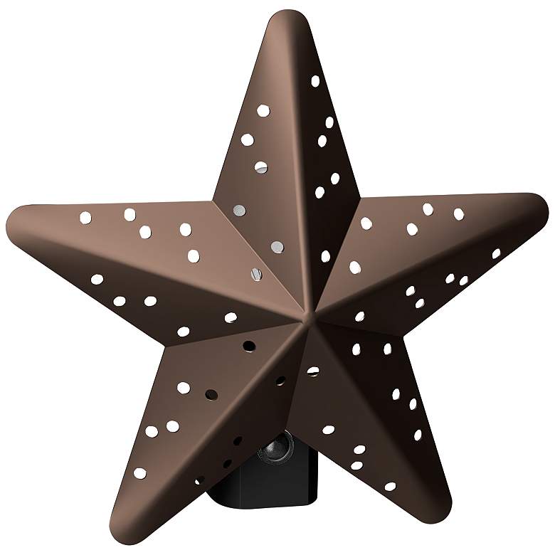 Image 1 Tin 3 1/4" High Bronze Dusk to Dawn Star Night Light