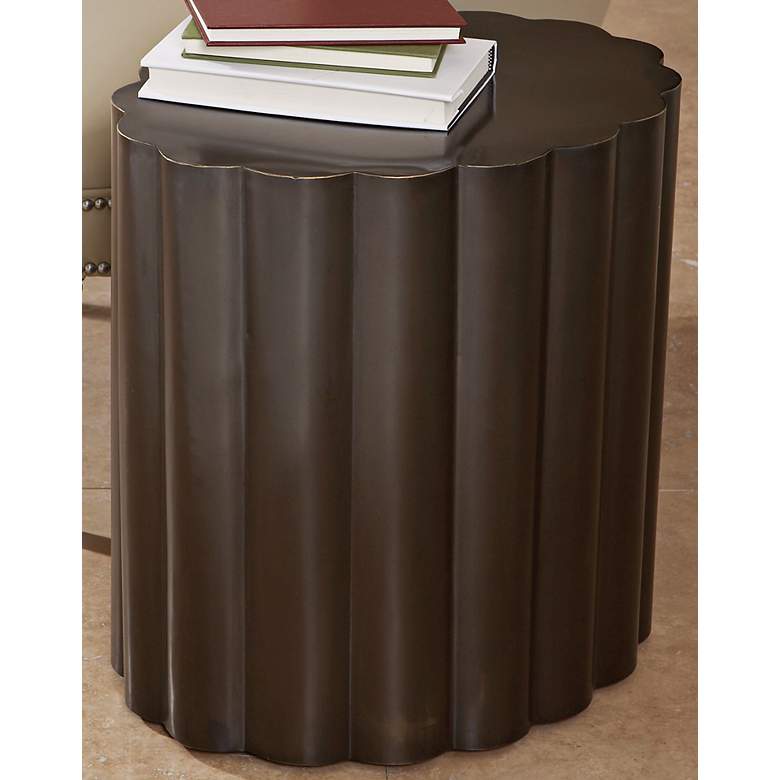 Image 1 Tina 18 3/4" Wide Antique Bronze Fluted Accent Table