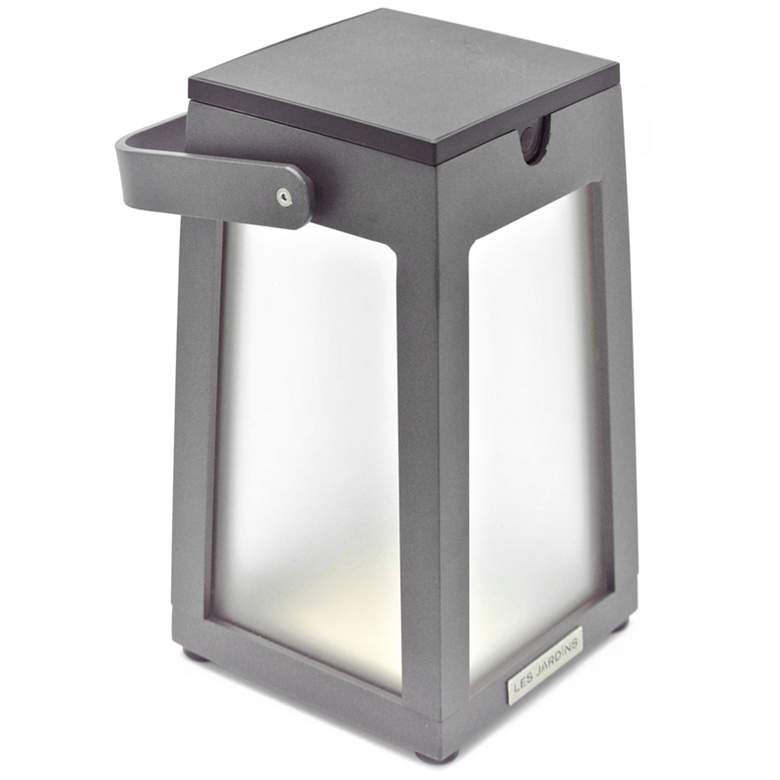 Image 1 Tinka 10 inch High Gray Aluminum Outdoor Solar Lantern Light