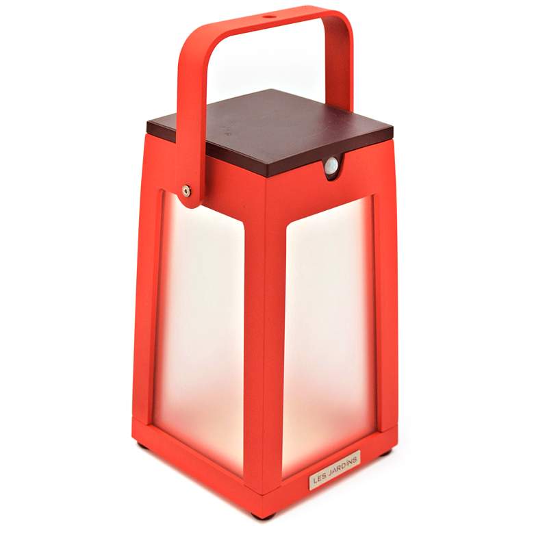 Image 1 Tinka 10 inch High Red Aluminum Outdoor Solar Lantern Light