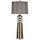 Tinley Brass Table Lamp with Gray Fabric Shade