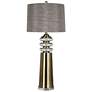 Thumbnail1 of Tinley Modern 39" High Gray Fabric Shade Glass and Brass Table Lamp