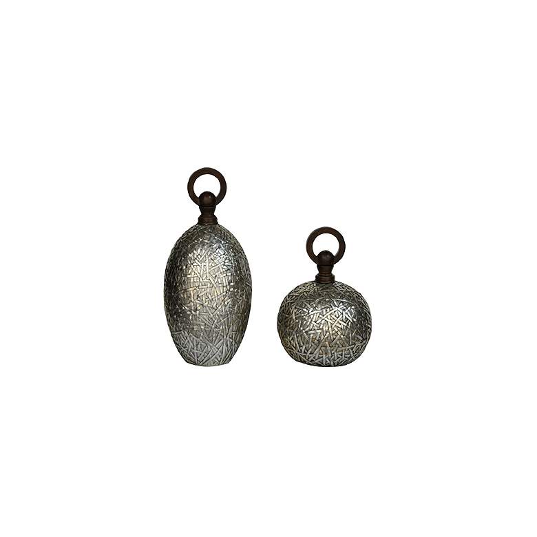 Image 1 Tinsdale 17 3/4" High Antique Silver Vases - Set of 2