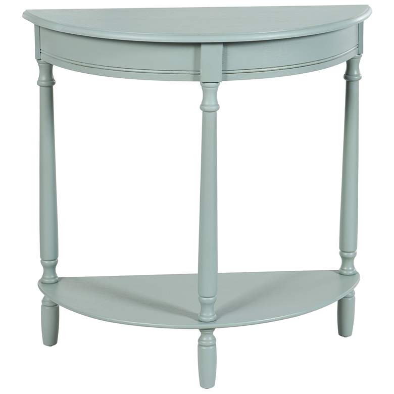 Image 1 Tinsle 28.25" High Antique Ice Blue Half Moon End Table With Storage S
