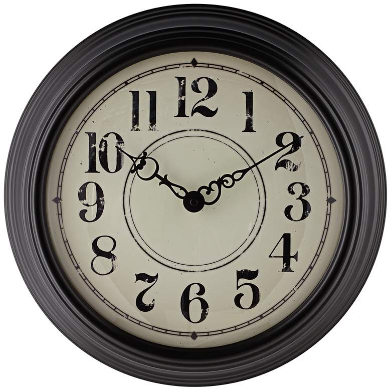 Image 1 Tinsman 15 inch Round Black Metal Wall Clock
