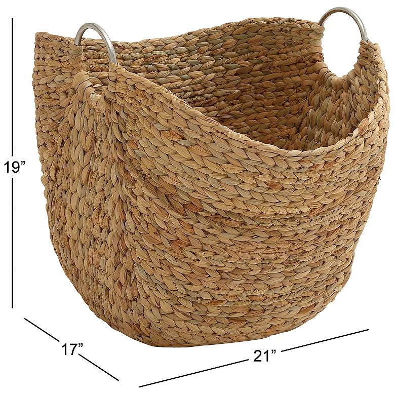 Image 5 Tioga Brown Fiber Rectangular Storage Basket w/ Handles more views