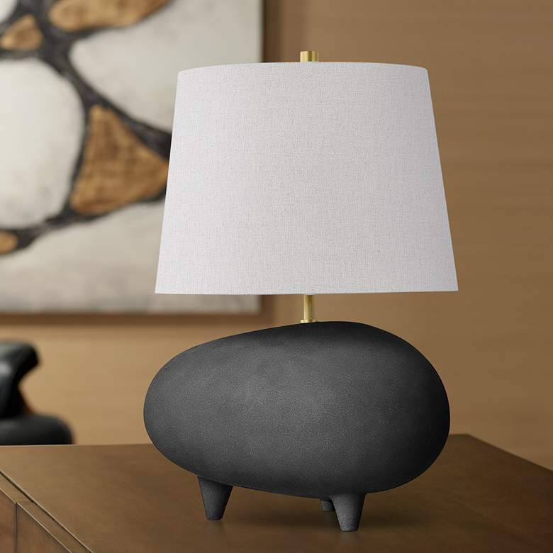 Image 1 Tiptoe 18 1/2"H Black and Charcoal Ceramic Accent Table Lamp