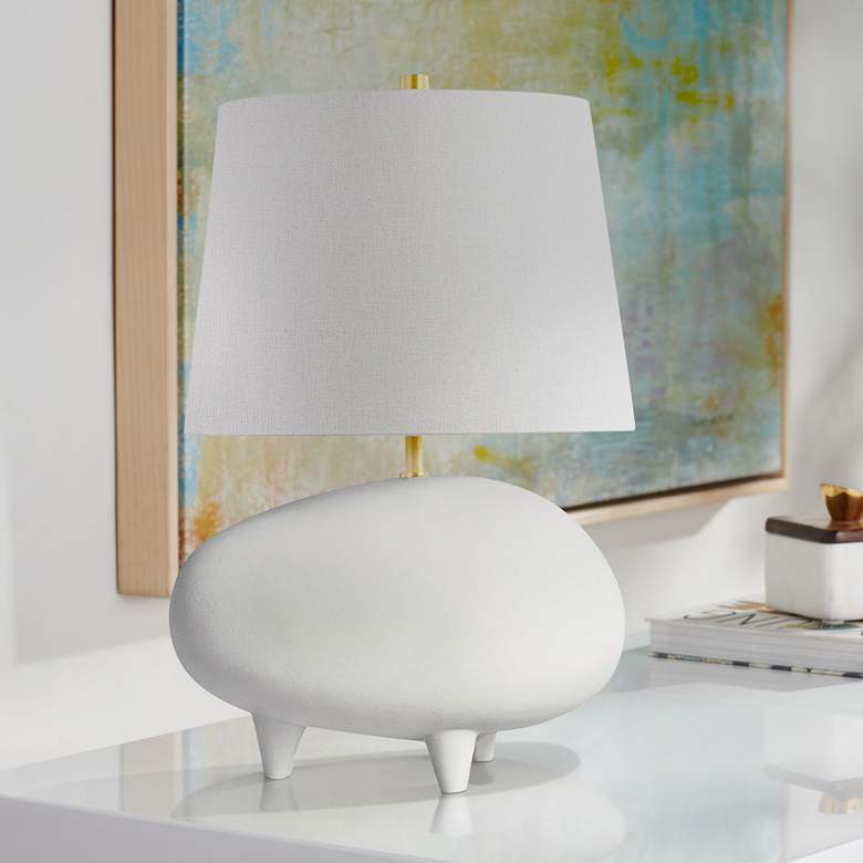Image 1 Tiptoe 18 1/2 inchH White and Cream Ceramic Accent Table Lamp