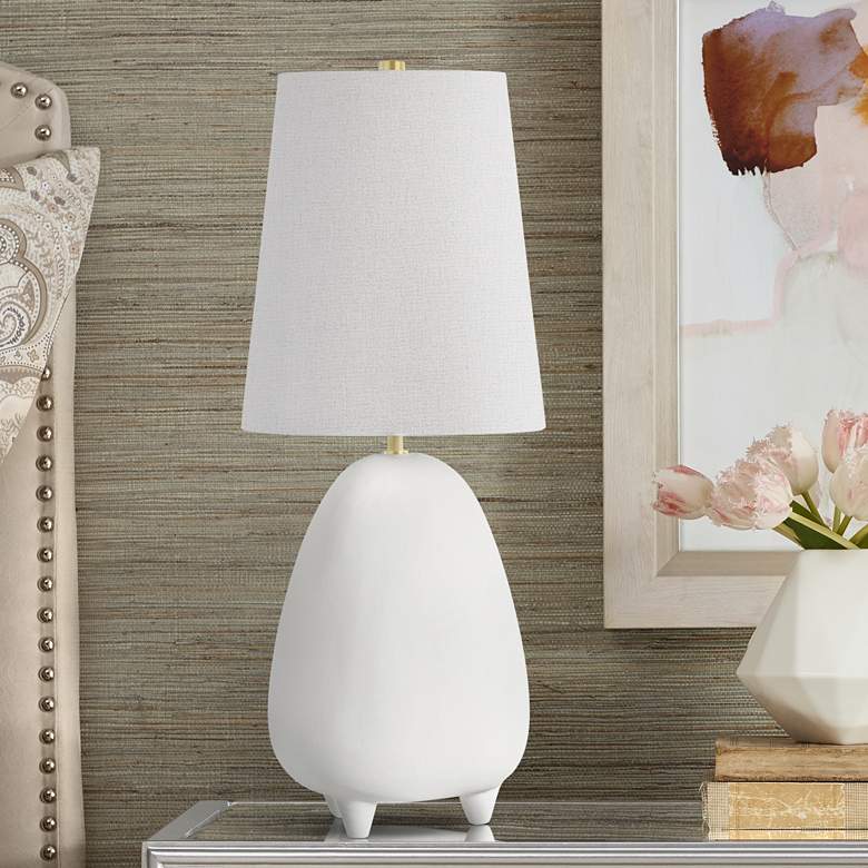 Image 1 Tiptoe Matte White and Cream Ceramic Accent Table Lamp