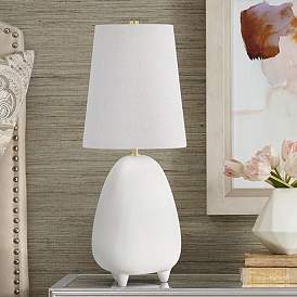 Image1 of Tiptoe Matte White and Cream Ceramic Accent Table Lamp