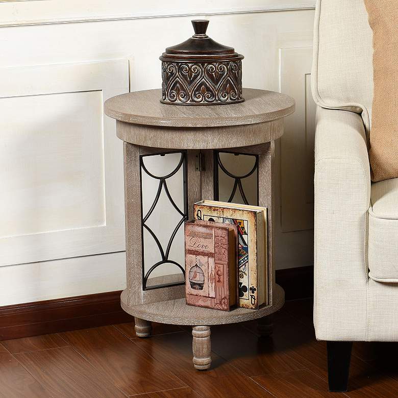 Image 1 Tipton 24" High White Washed Farmhouse Side Table