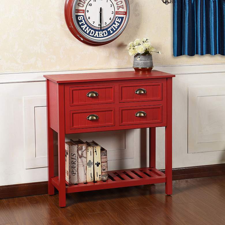 Image 1 Tipton 32" Wide 4 Drawer Antique Red Farmhouse Console Table