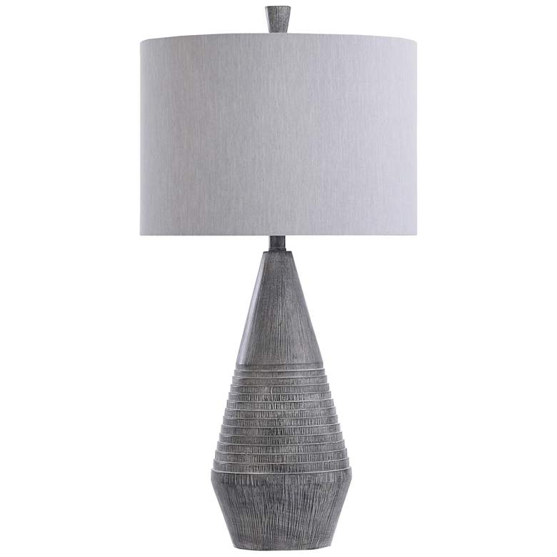 Image 1 Tipton Farmhouse 31 inch Modern Gray Faux Wood Vase Table Lamp